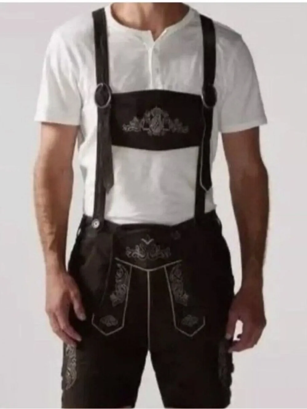 SOLD-Chubbies Mens XL Brown Suede Lederhosen Oktoberfest Festival Rustic